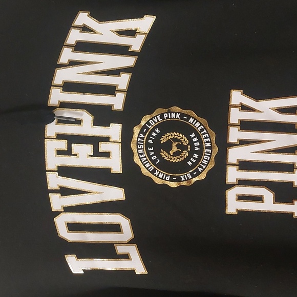 Pink Victoria's Secret Black Love Pink University New York Hoodie Sz S - Picture 2 of 15